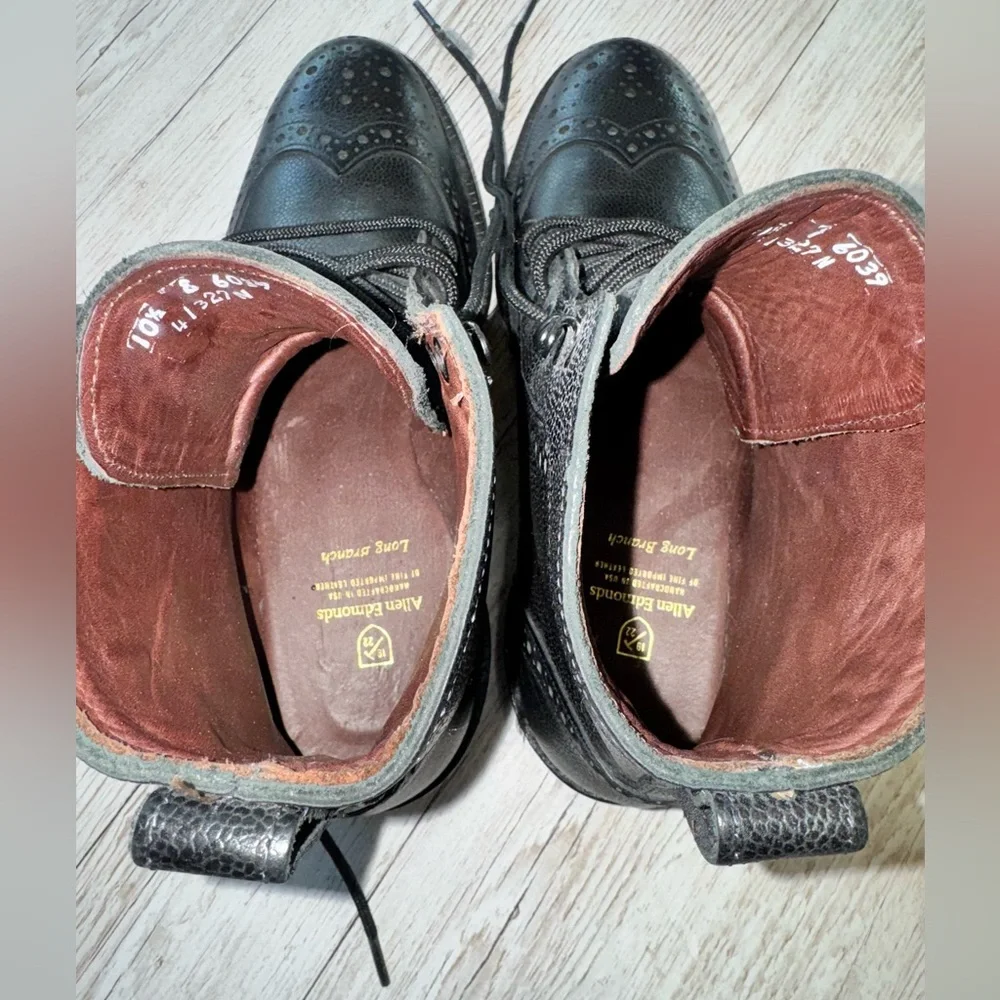 Allen Edmonds Long Branch Wing Tip Dress Boots Pebble Leather Lace Up Men’s 10.5
